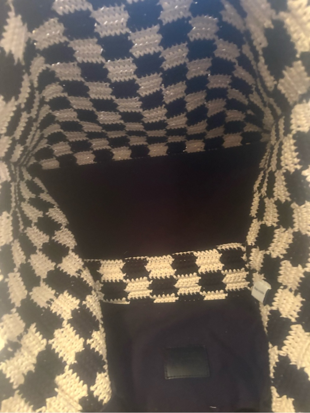 Clare V summer Simple Tote - Black & Cream Crochet Checker Tote - Picture 9 of 15
